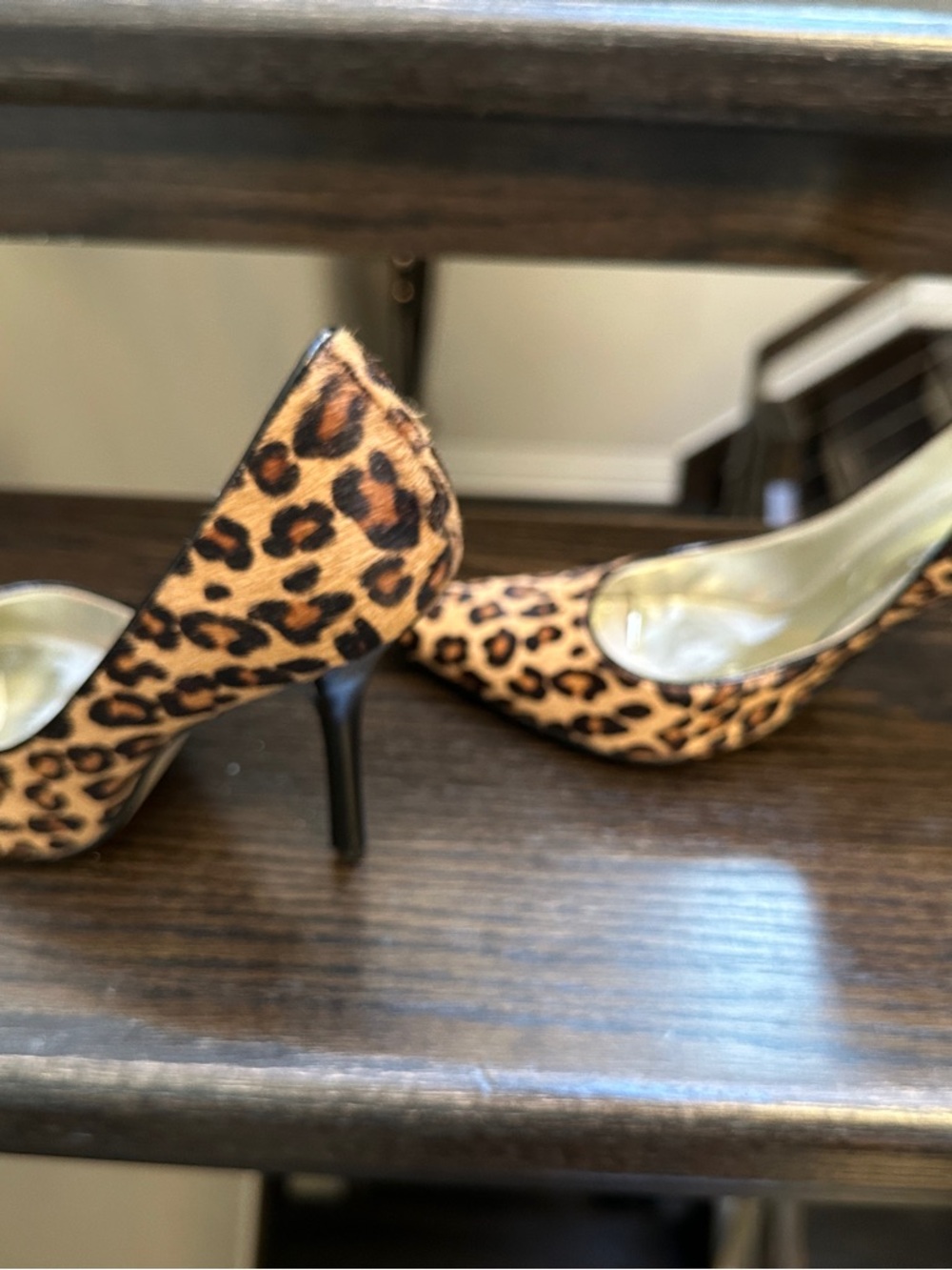 Guess Leopard-Print Pointed Toe Stilettos - Tan/Black